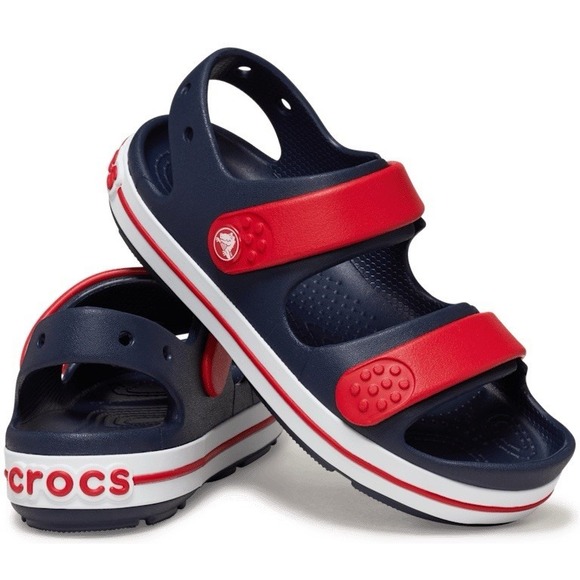 Crocs Boys 3‎ Blue Red Crocband Cruiser Sandals Summer Shoes - Picture 1 of 9